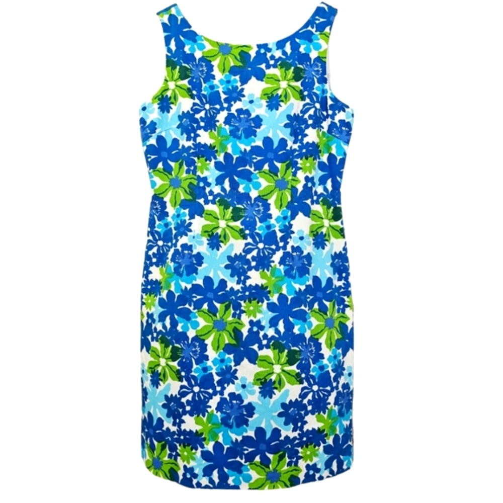 Nwot Talbots White/Blue/Green Floral Sleeveless Summer Dress